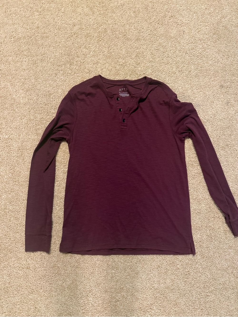 Apt. 9 Men's Long Sleeve Henley - Deep Burgundy